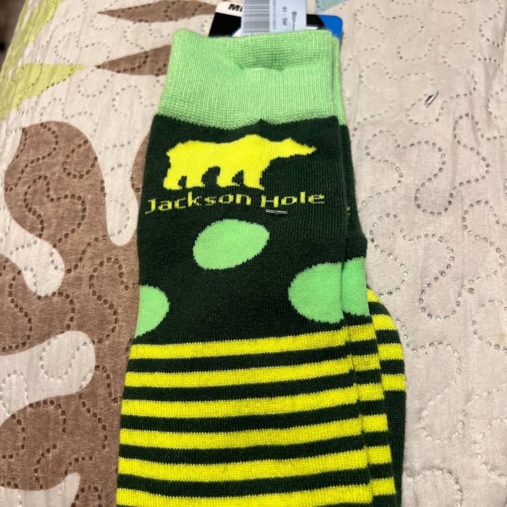 Jackson Hole Green and Yellow Striped Socks